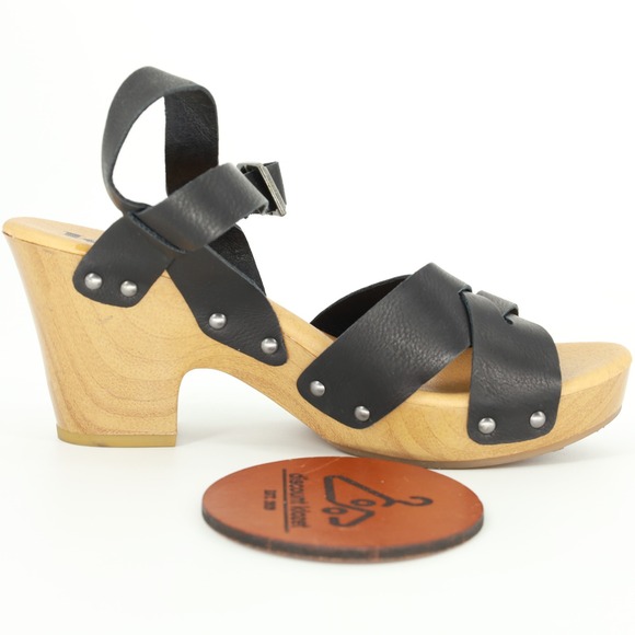 Kork-Ease Shoes - Korks Bagley Leather Wood Block Heel Platform Clog Sandals Size 9